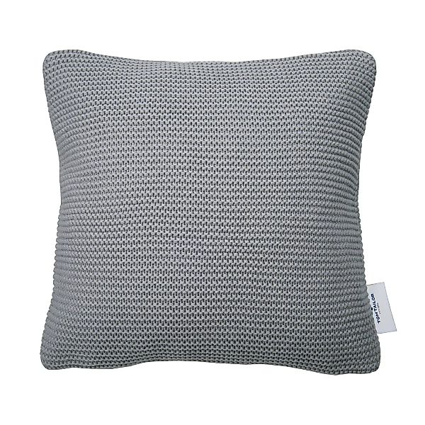 home24 Tom Tailor Kissenbezug T-Plain Knit Hellgrau 45x45 cm (BxH) Microfas günstig online kaufen