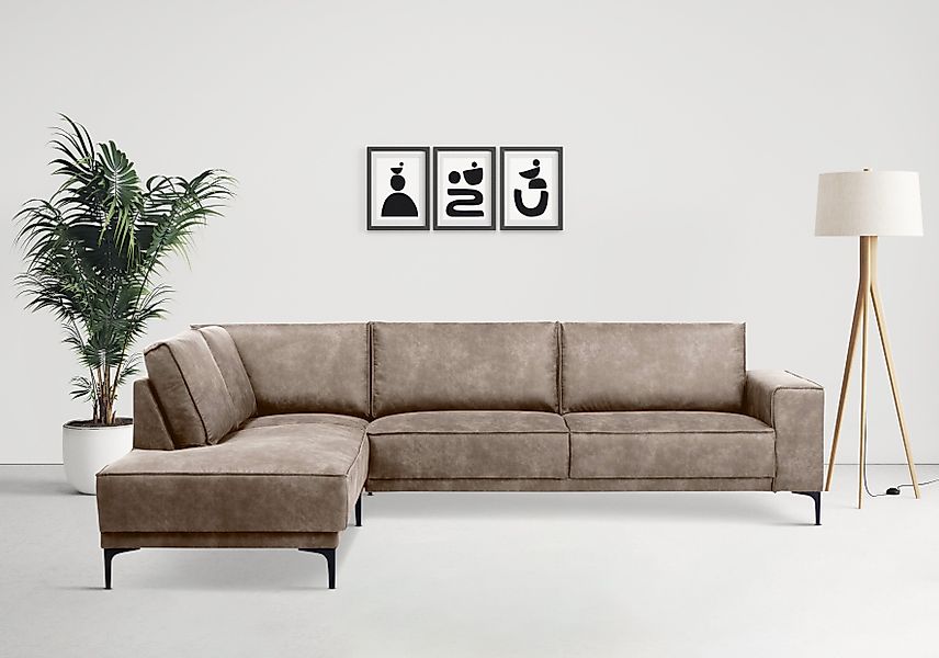 PLACES OF STYLE Ecksofa "Polsterecke Oland, Struktur, Flachgewebe, Luxus-Mi günstig online kaufen