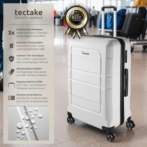 tectake Trolley Reisekofferset, 4 Rollen, 3-teilig günstig online kaufen