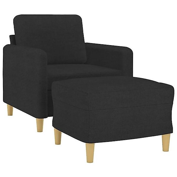vidaXL Sofa Sessel mit Hocker Schwarz 60 cm Stoff günstig online kaufen