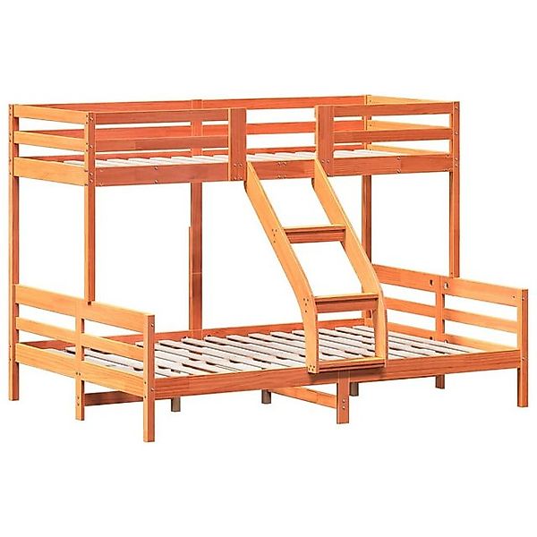 vidaXL Bett Etagenbett 80x200/140x200 cm Wachsbraun Massivholz Kiefer günstig online kaufen
