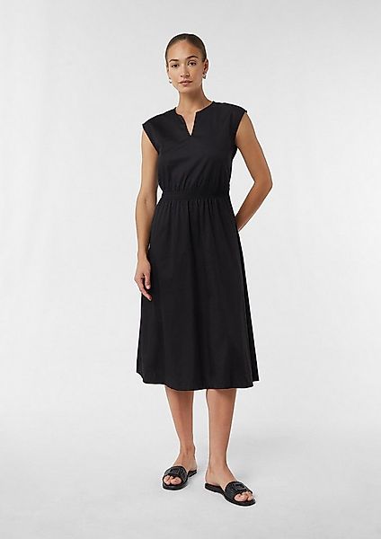 comma Midikleid Kleid Midikleid aus Popeline mit V-Ausschnitt und Elastikbu günstig online kaufen