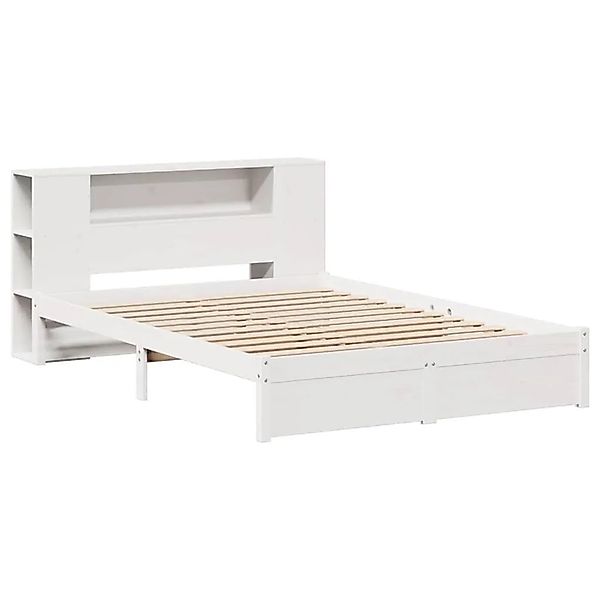 vidaXL Massivholzbett mit Regal ohne Matratze Weiß 140x190 cm Kiefer 332235 günstig online kaufen