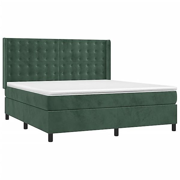 vidaXL Bett Boxspringbett mit Matratze Dunkelgrün 180x200 cm Samt günstig online kaufen