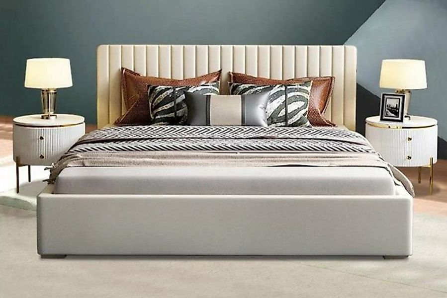JVmoebel Bett, Designer Bett Schlafzimmer Doppelbett Betten Leder Hotel Lux günstig online kaufen