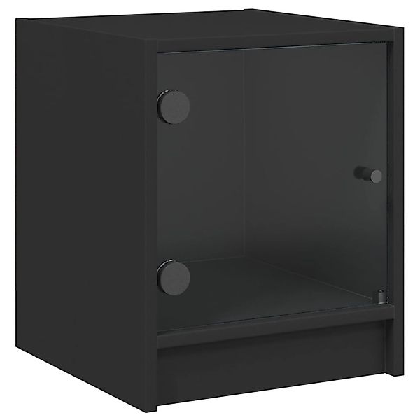 vidaXL Nachttisch mit Glastür Schwarz 35x37x42 cm günstig online kaufen