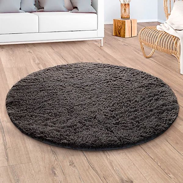 Paco Home Hochflor-Teppich »Silky 591«, rund, 37 mm Höhe, Uni Farben, beson günstig online kaufen