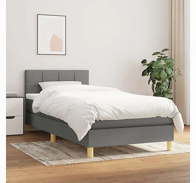 vidaXL Boxspringbett Boxspringbett mit Matratze Dunkelgrau 90x190 cm Stoff günstig online kaufen