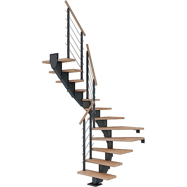 Dolle Mittelholmtreppe Hamburg Buche Anthrazit GH bis 258 cm 1/2 Gewendelt günstig online kaufen