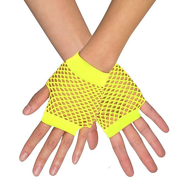 Funny Fashion Kostüm Kurze Fingerlose Netzhandschuhe 'New York', Neon günstig online kaufen