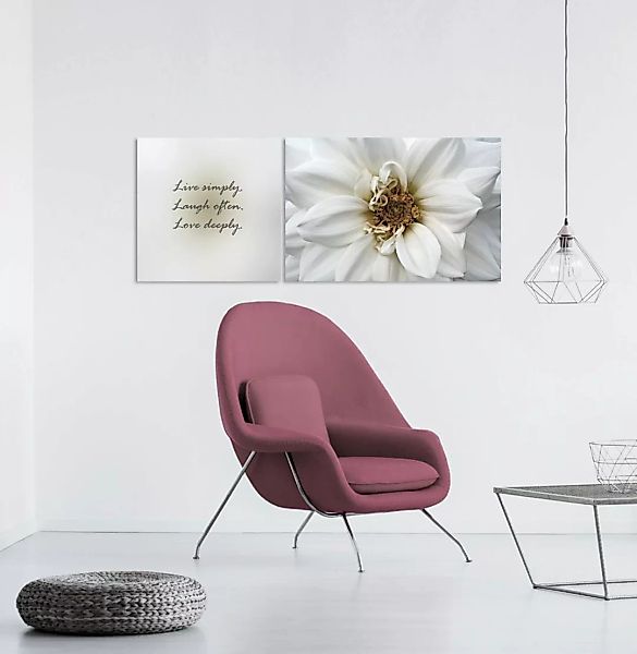 queence Leinwandbild »Live, Laugh & Love«, Blumen-Blumenbilder-Kunst-Modern günstig online kaufen