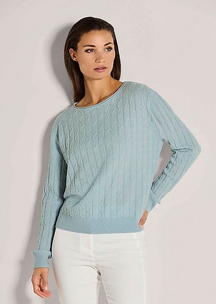 MADELEINE Strickpullover Eleganter Wollpullover mit Zopfmuster Rippstrickpu günstig online kaufen