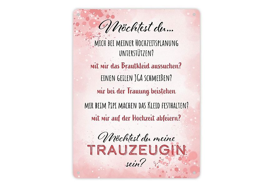 speecheese Metallschild Möchtest du meine Trauzeugin sein? Metallschild XL günstig online kaufen