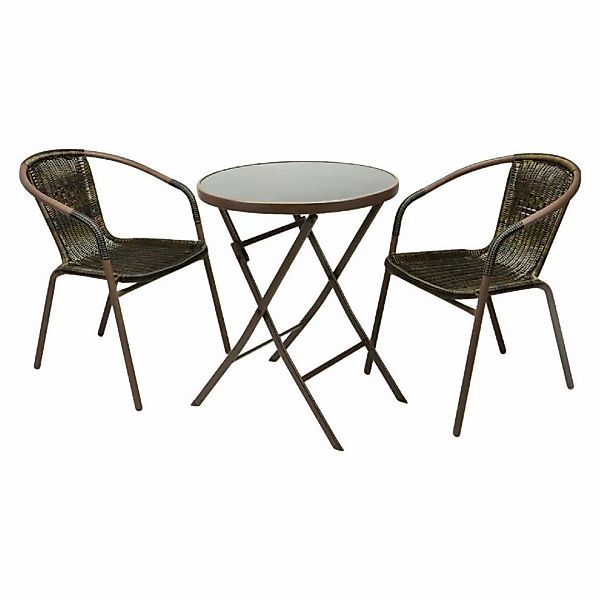 VCM Balkon-Set braun Polyrattan B/H: ca. 53x73 cm günstig online kaufen