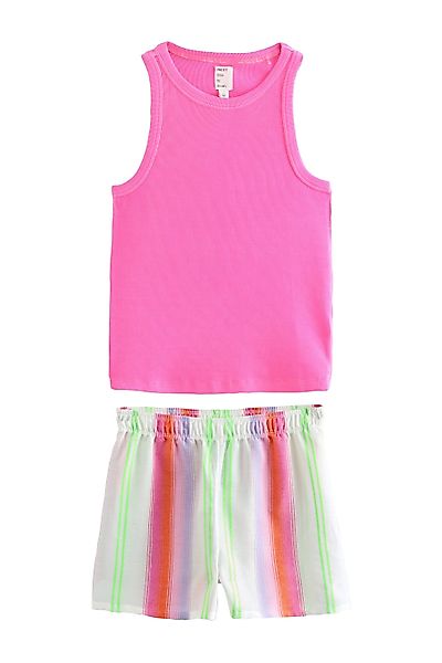 Next Pyjama Kurzer Schlafanzug mit geripptem günstig online kaufen