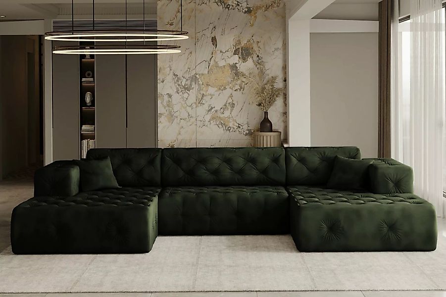 Kaiser Möbel Ecksofa LUX, stark gesteppte U-Form, weicher, eleganter Stoff günstig online kaufen