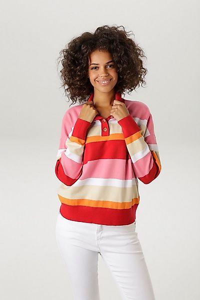 Aniston CASUAL Strickpullover mit Polokragen und kurzer Knopfleiste - NEUE günstig online kaufen