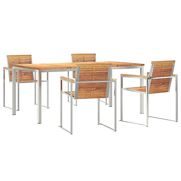 vidaXL 5-Teiliges Garten Esstisch Set aus Massivem Teakholz 3334825 günstig online kaufen