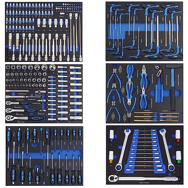 TRUTZHOLM 6x Werkstattwageneinlagen 520x400mm Bestückt mit 254 Teilen Blau günstig online kaufen