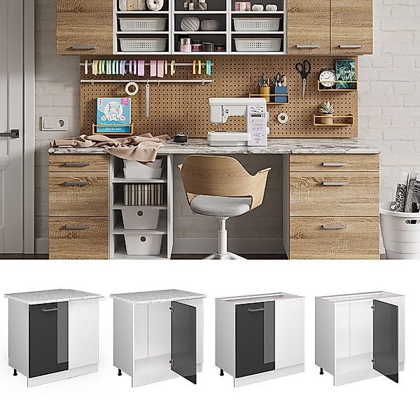 Vicco Schranksystem R-Line, Anthrazit Hochglanz/Weiß, 86 günstig online kaufen