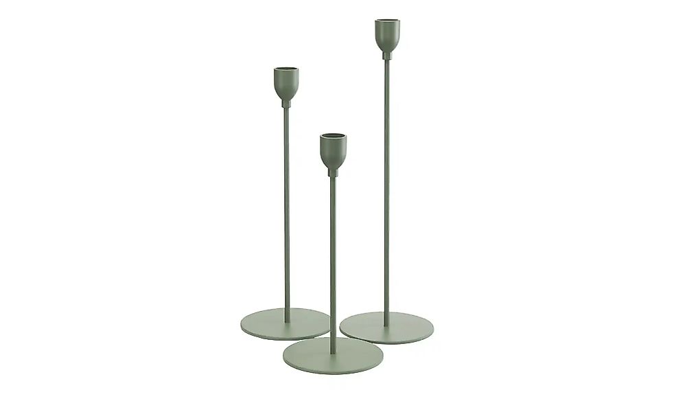 HOME STORY Kerzenleuchter  3er Set   ¦ grün ¦ Eisen ¦ Maße (cm): H: 33  Ø: günstig online kaufen