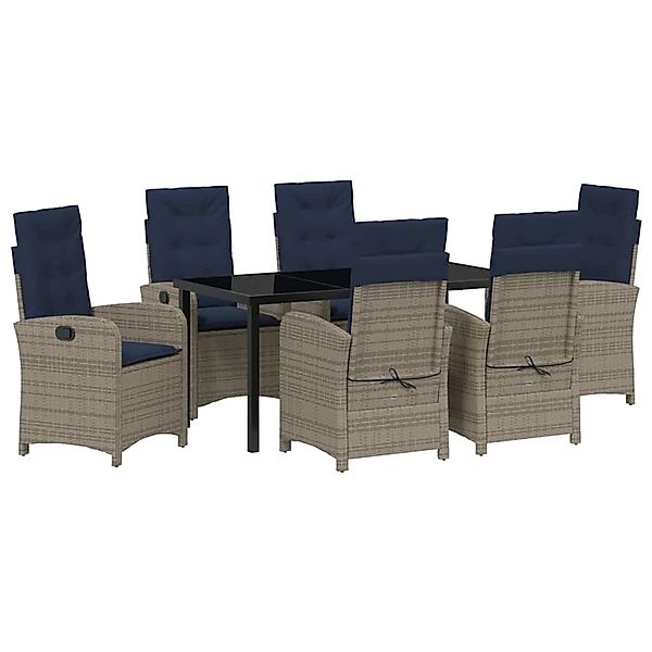 vidaXL Garten Essgruppe 7-Tlg Grau Poly Rattan 3380355 günstig online kaufen