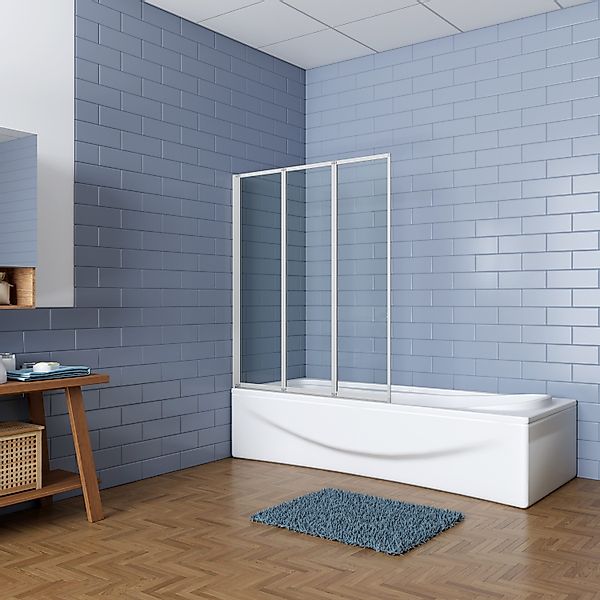 duschspa Badewannenaufsatz 120x140cm 3-teilige Faltwand Duschwand günstig online kaufen