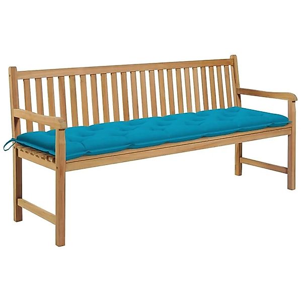 vidaXL Gartenbank mit Hellblauer Auflage 175 cm Massivholz Teak 3062803 günstig online kaufen