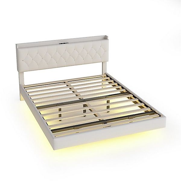 Gotagee Polsterbett Doppelbett Einzelbett mit USB Ladeanschluss LED Lichtle günstig online kaufen