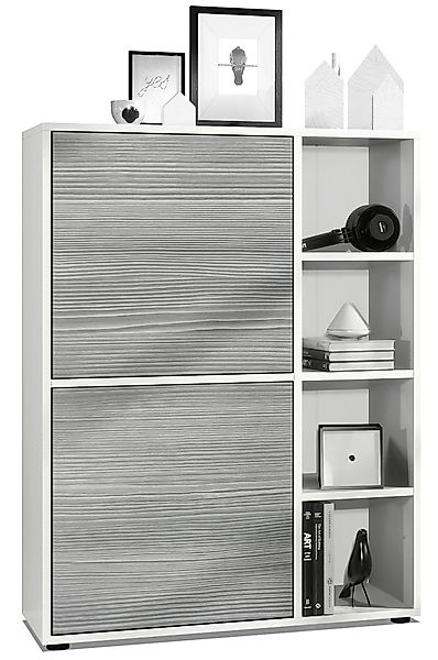 Vladon Highboard Cuba (Anrichte, mit 2 Türen und 4 offene Fächer), Weiß mat günstig online kaufen