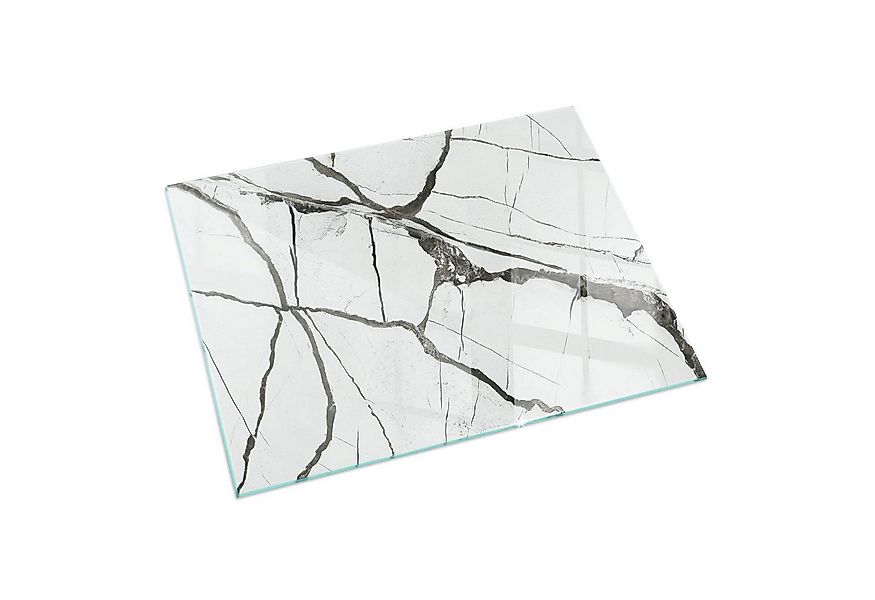 Tulup Bodenschutzplatte Weiß Marmoradermuster, Gehärtetem Glas Kaminbodenpl günstig online kaufen