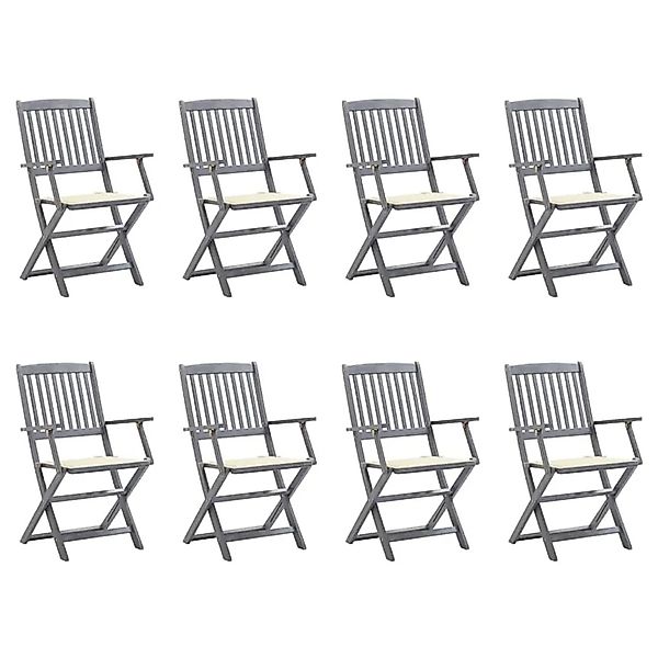 vidaXL Klappbare Gartenstühle 8 Stk mit Kissen Massivholz Akazie 3078264 günstig online kaufen