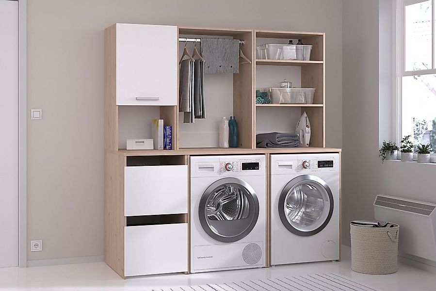 Parisot Mehrzweckschrank-Set Laundry 4, in Jackson Eiche Dekor / Weiß günstig online kaufen