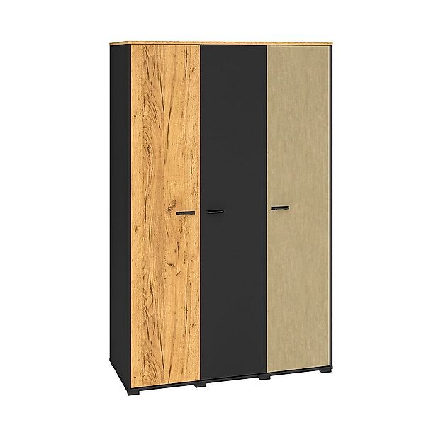 Lomadox Kleiderschrank CASPER-131 schwarz, Eiche, sandfarben, 2 Kleiderstan günstig online kaufen