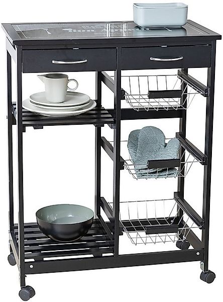WENKO Servierwagen Modell Bon Appetit, Küchenwagen mit 2 Ablagen, 3 Körben günstig online kaufen