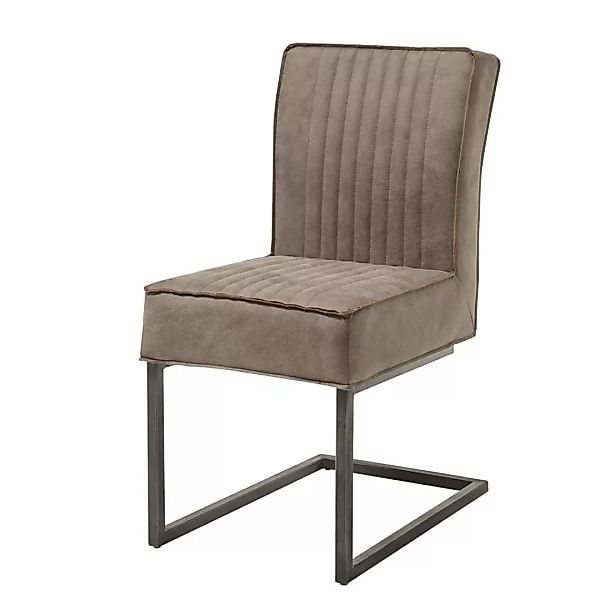 Esstisch Stühle in Taupe und Schwarz Schwinggestell aus Metall (2er Set) günstig online kaufen