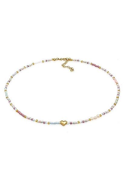 Elli Kette mit Anhänger Choker Herz Glas Beads Sommer Style 925 Silber, Her günstig online kaufen