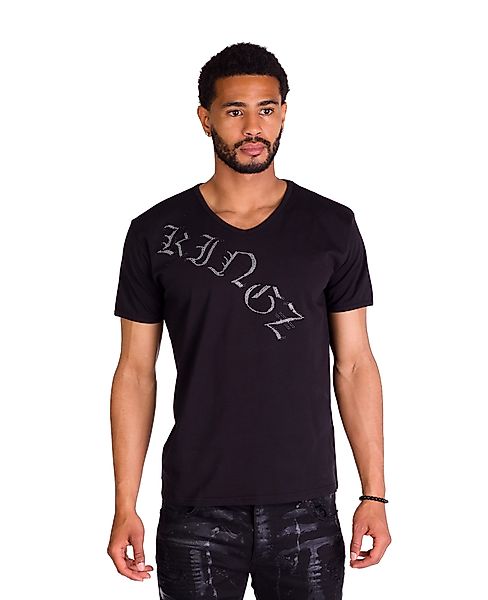 KINGZ T-Shirt Herren Strass Totenkopf T-Shirt günstig online kaufen