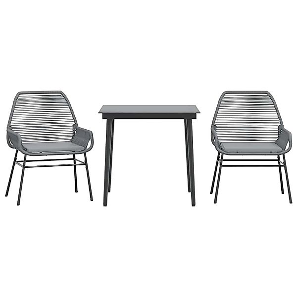 vidaXL 3-Tlg Garten-Essgruppe mit Kissen Grau Poly Rattan Glas 3334478 günstig online kaufen