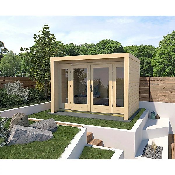 Weka Holz-Gartenhaus Flachdach Unbehandelt 305 cm x 250 cm günstig online kaufen