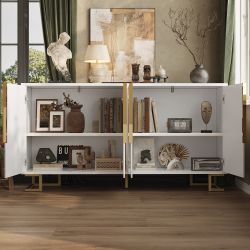Flieks Sideboard mit 4 Türen Weiß/Schwarz günstig online kaufen