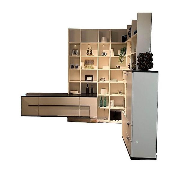 GWINNER Anbauschrank Wohnwand LS 561220 PG1 Lack Seidenmatt Weiß Und Anthra günstig online kaufen