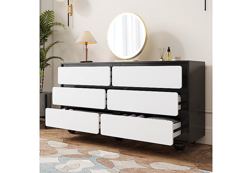 MODFU Sideboard Aufbewahrungskommode mit 6 geräumigen Schubladen (140 L x 3 günstig online kaufen