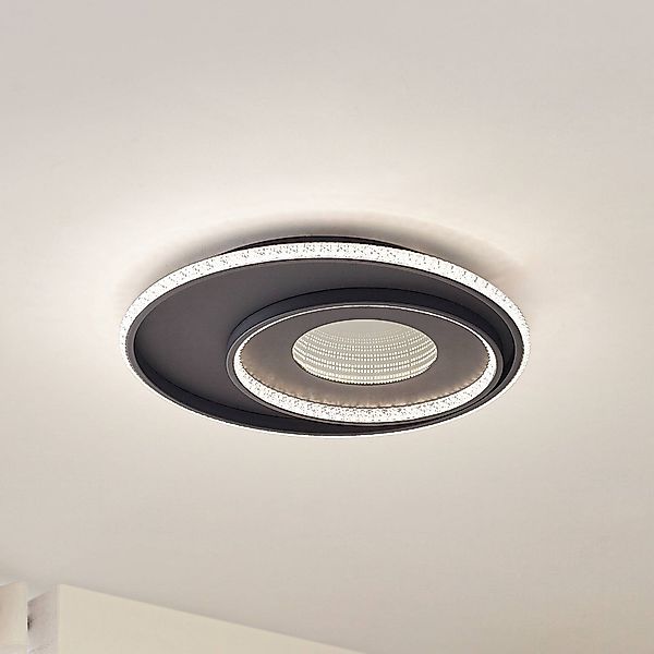 Lindby LED-Deckenlampe Inessa, Ø 51cm, schwarz, CCT, dimmbar günstig online kaufen