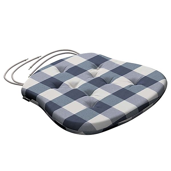 Stuhlkissen Peter mit Bindeschnur, weiss-dunkelblau kariert, 41x 38 x 3,5 c günstig online kaufen