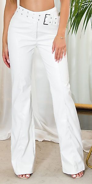 Koucla Treggings Damenhose Wetlook mit Schnalle, günstig online kaufen