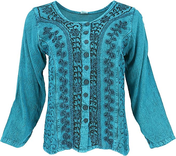 Guru-Shop Longbluse Kurzes Blusentop Boho chic, günstig online kaufen