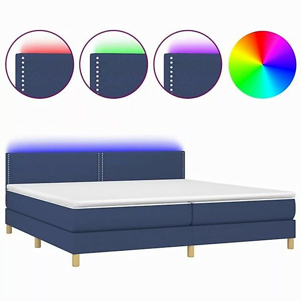 vidaXL Boxspringbett Boxspringbett mit Matratze LED Blau 200x200 cm Stoff B günstig online kaufen