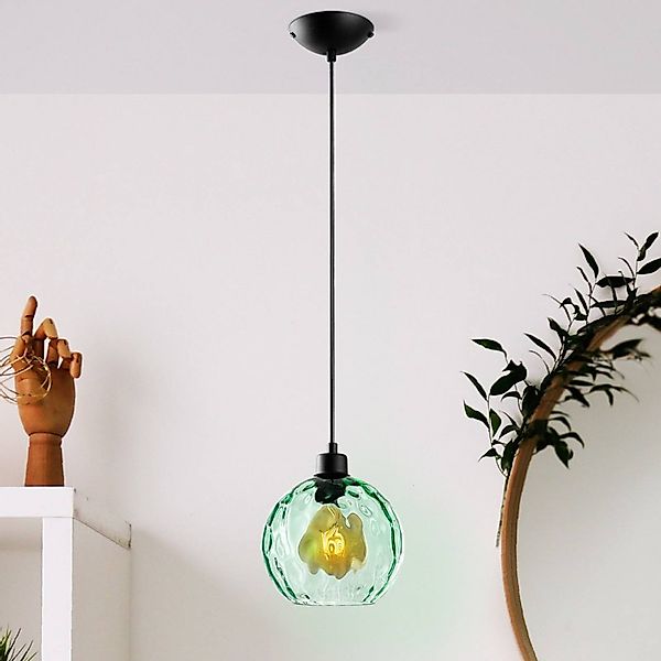 Pendelleuchte Benek, grün, Glas, Ø 20 cm, E27 günstig online kaufen
