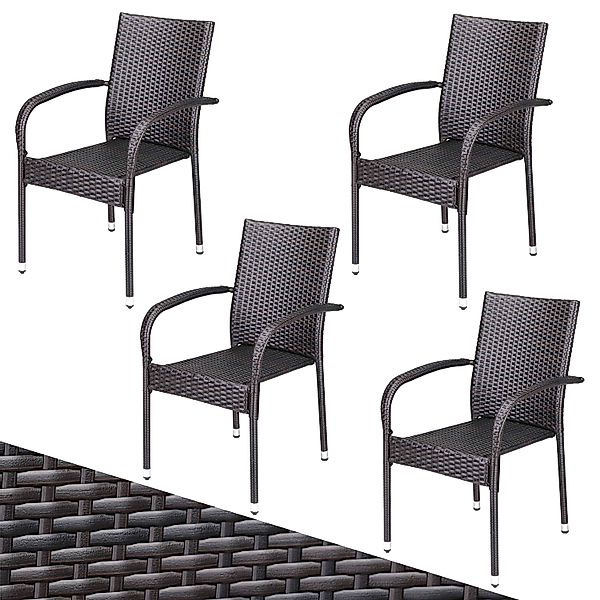 Casaria Gartenstuhl, Stapelbar Wetterfest Polyrattan Outdoor günstig online kaufen